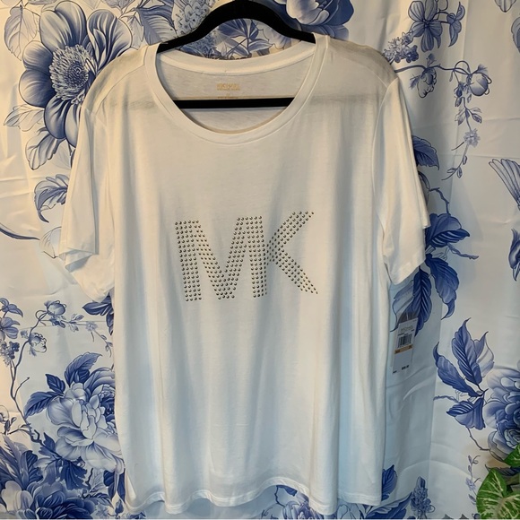 Michael Kors Classic White & Gold Lettering T-Shirt - Picture 2 of 14
